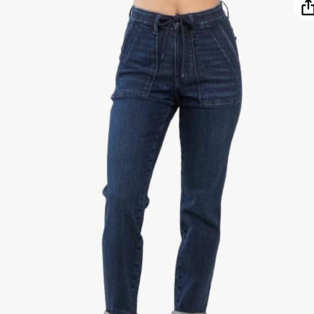 Women’s Judy Blue Dark Wash Pull On Jogger Jeans Drawstring Size 15/32